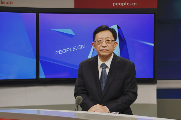 中國(guó)節(jié)能環(huán)保集團(tuán)有限公司黨委書(shū)記、董事長(zhǎng)宋鑫做客人民網(wǎng)。人民網(wǎng)記者 王曉嘯 攝